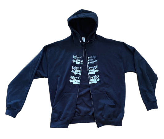 Fractional symmetry zip up hoodie